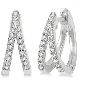 10k White Gold Diamond Split Huggie Earrings