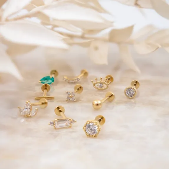 14k Gold Petite Ball Flat Screwback Single Stud