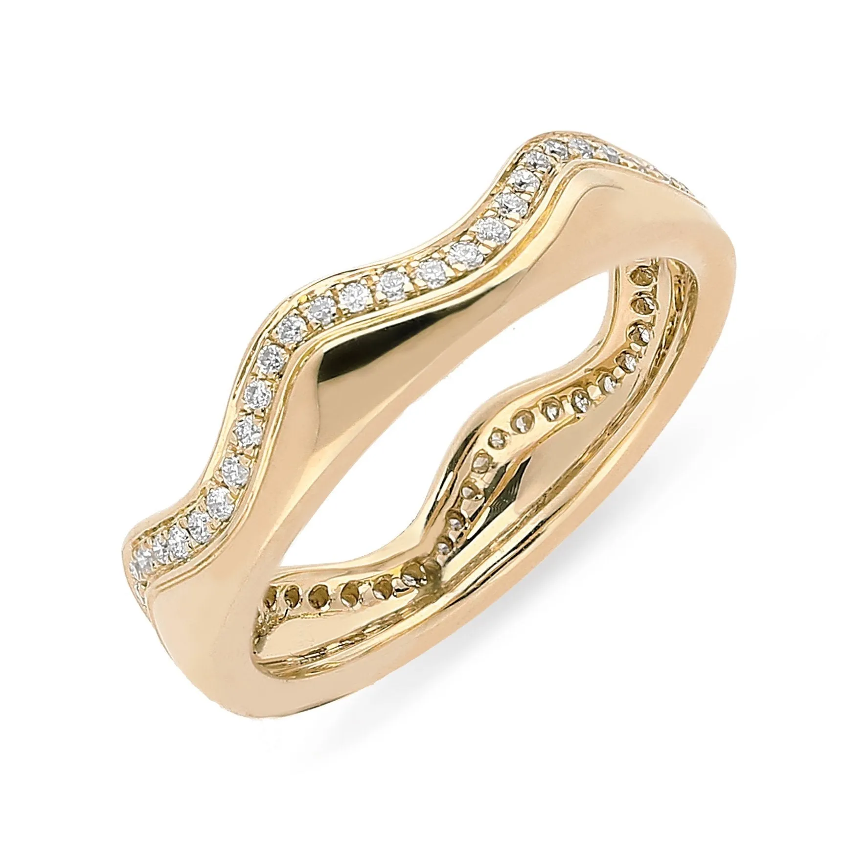 18ct Rose Gold 0.24ct Diamond Wave Stacking Ring