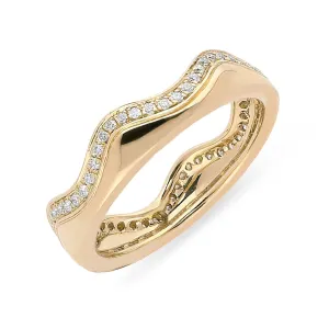 18ct Rose Gold 0.24ct Diamond Wave Stacking Ring
