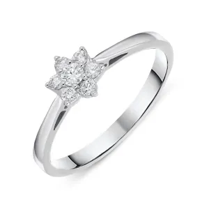 18ct White Gold 0.20cts Diamond Brilliant Cut Cluster Flower Ring