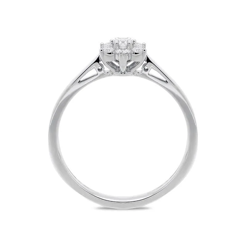 18ct White Gold 0.20cts Diamond Brilliant Cut Cluster Flower Ring