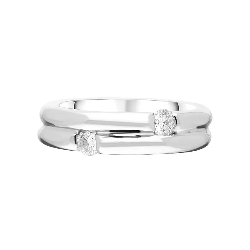 18ct White Gold 0.26ct Diamond Double Band Ring