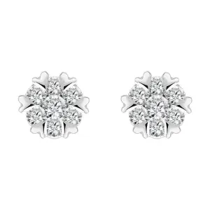 18ct White Gold 0.26ct Diamond Heart Edge Stud Earrings