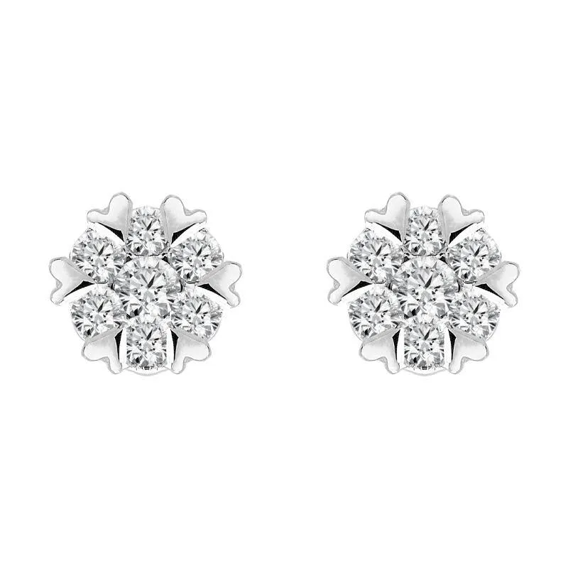 18ct White Gold 0.26ct Diamond Heart Edge Stud Earrings