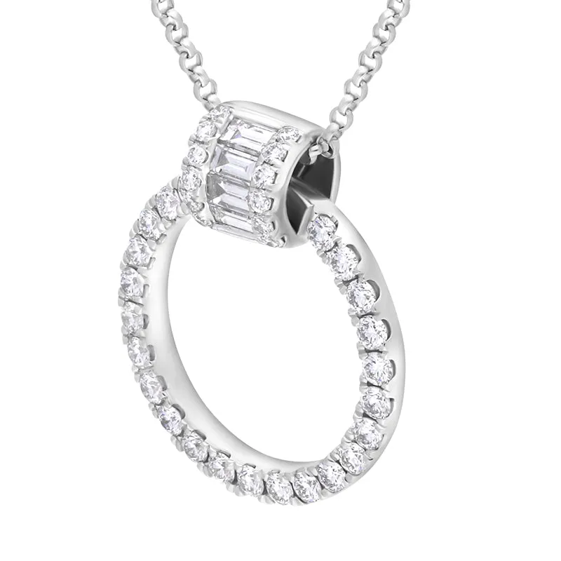 18ct White Gold 0.47ct Diamond Circle Pendant Necklace