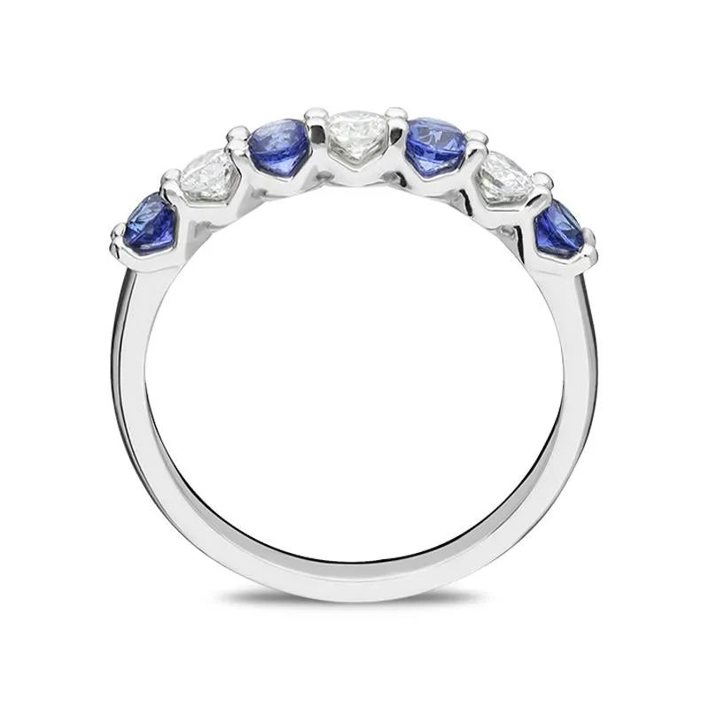 18ct White Gold 0.50ct Sapphire Diamond Half Eternity Ring