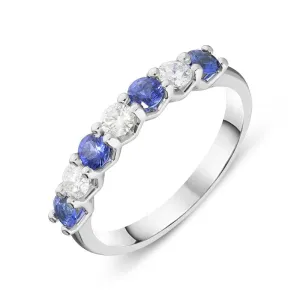 18ct White Gold 0.50ct Sapphire Diamond Half Eternity Ring