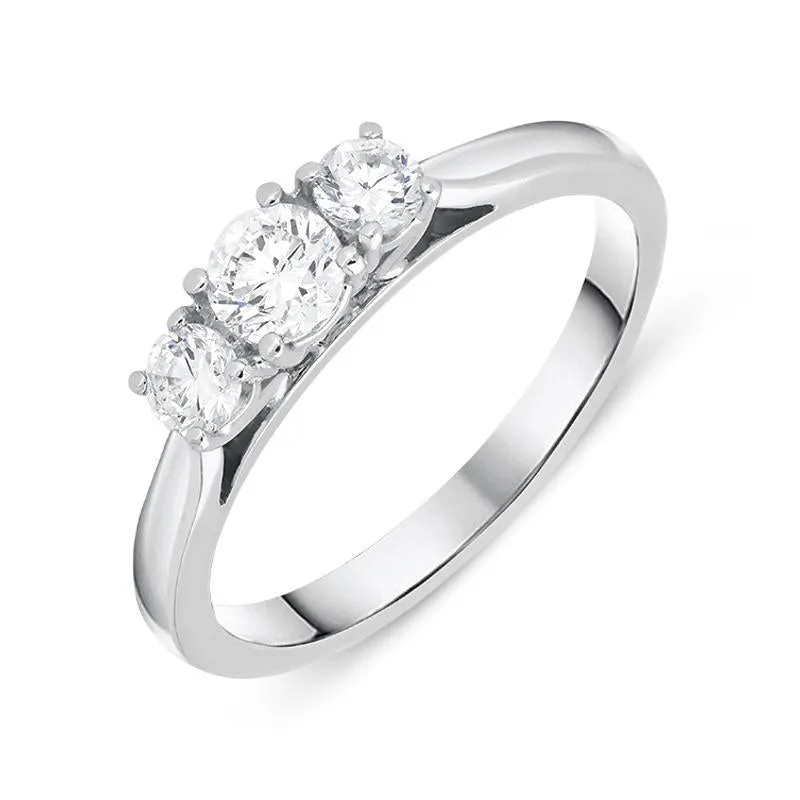 18ct White Gold 0.53ct Diamond Brilliant Cut Trilogy Ring