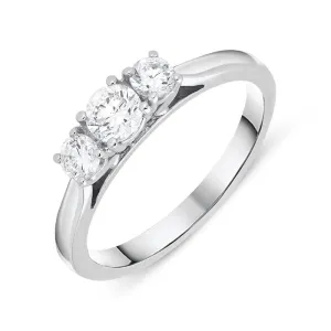 18ct White Gold 0.53ct Diamond Brilliant Cut Trilogy Ring
