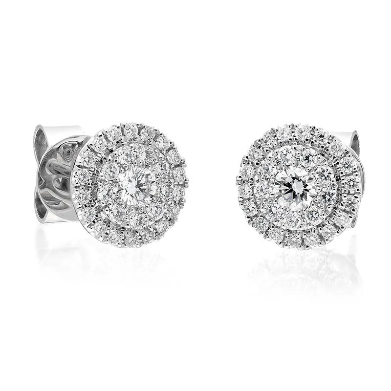 18ct White Gold 0.56ct Diamond Round Cluster Stud Earrings