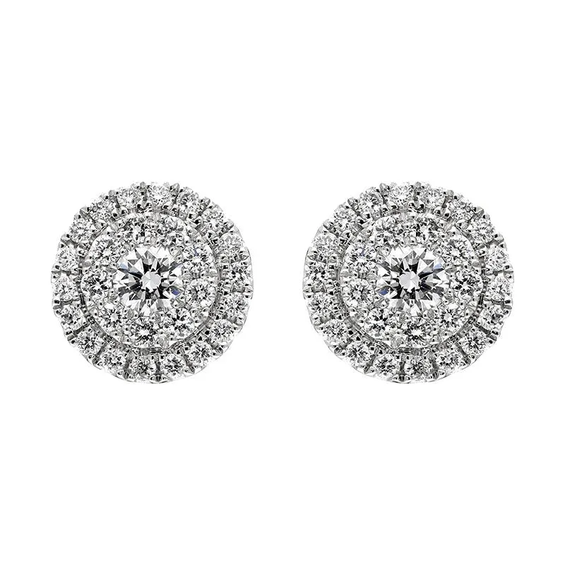 18ct White Gold 0.56ct Diamond Round Cluster Stud Earrings