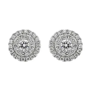 18ct White Gold 0.56ct Diamond Round Cluster Stud Earrings