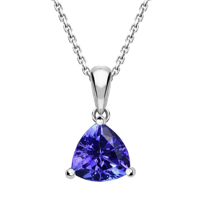 18ct White Gold 1.15ct Tanzanite Trilliant Cut Necklace