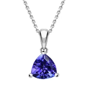 18ct White Gold 1.15ct Tanzanite Trilliant Cut Necklace