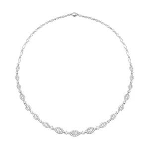 18ct White Gold 4.42ct Diamond Marquise Cluster Necklace