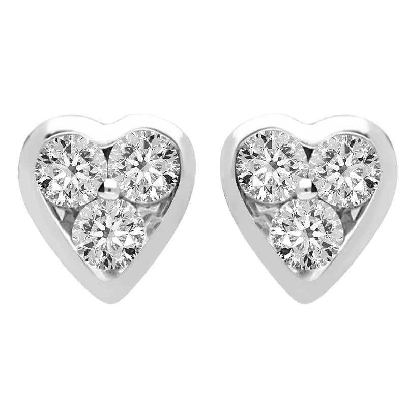 18ct White Gold Heart 0.26ct Diamond Stud Earrings