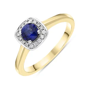 18ct White Gold Sapphire Diamond Square Cluster Ring