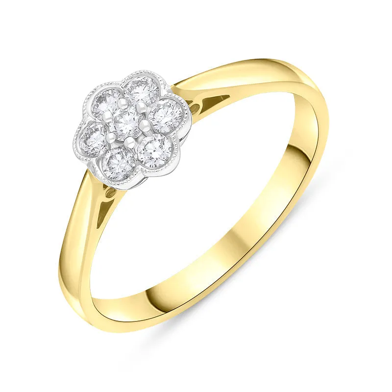 18ct Yellow Gold 0.23ct Diamond Flower Cluster Ring