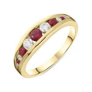18ct Yellow Gold 0.33ct Ruby Diamond Graduating Half Eternity Ring