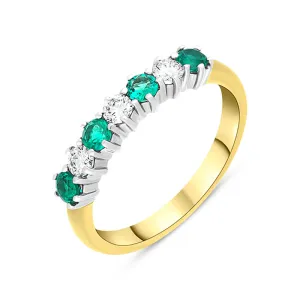18ct Yellow Gold 0.34ct Emerald Diamond Half Eternity Ring