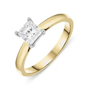 18ct Yellow Gold 0.71ct Diamond Princess Cut Solitaire Ring