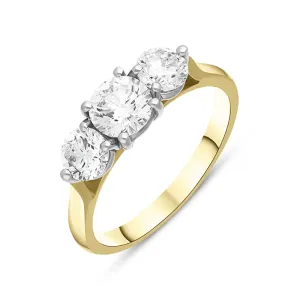 18ct Yellow Gold 1.50ct Diamond Three Stone Ring