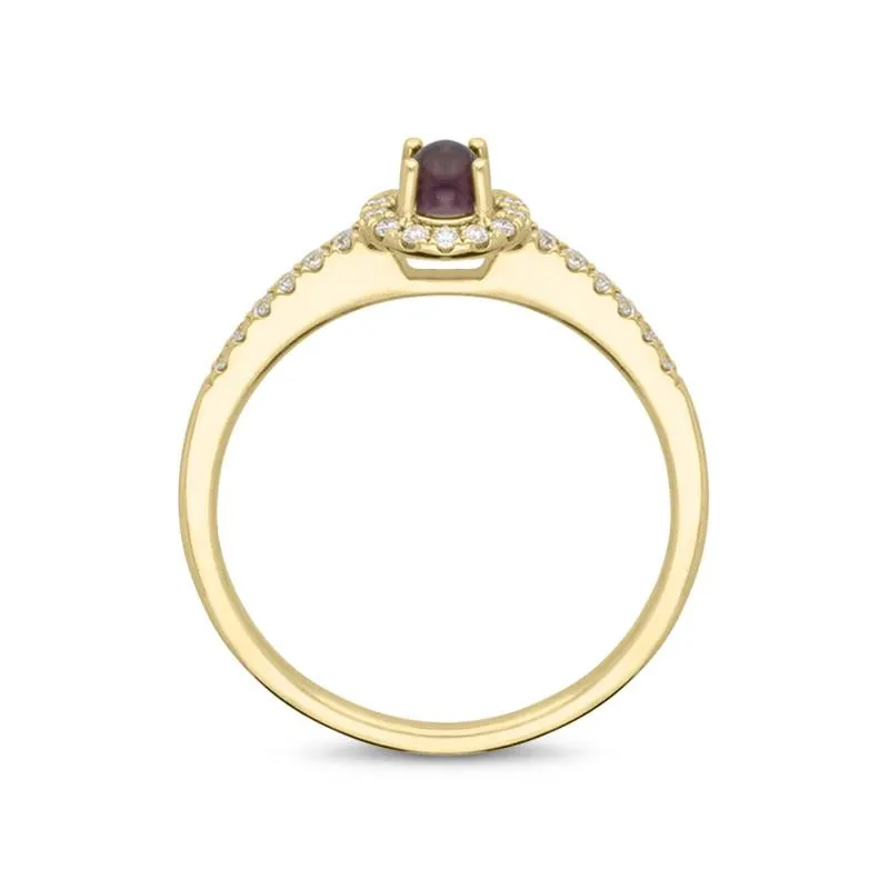 18ct Yellow Gold Blue John Diamond Round Cluster Ring