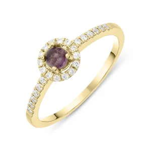 18ct Yellow Gold Blue John Diamond Round Cluster Ring