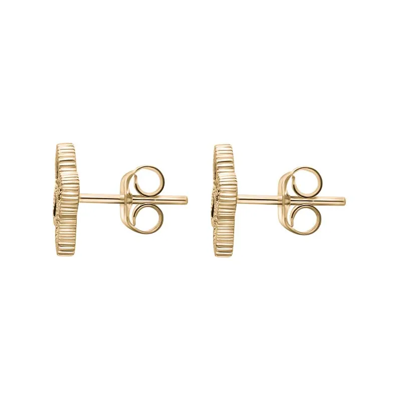 18ct Yellow Gold Whitby Jet Eden Marquise Flower Stud Earrings