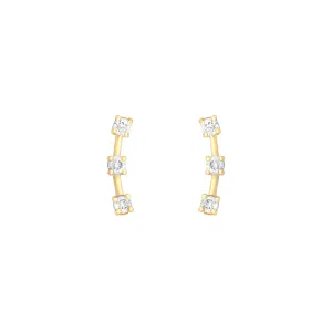 3 Stone Climber 18K Gold Stud w. Diamond