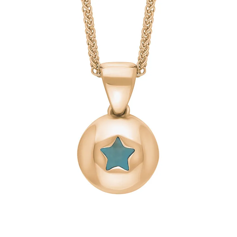 9ct Rose Gold Turquoise Star Disc Necklace