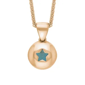 9ct Rose Gold Turquoise Star Disc Necklace