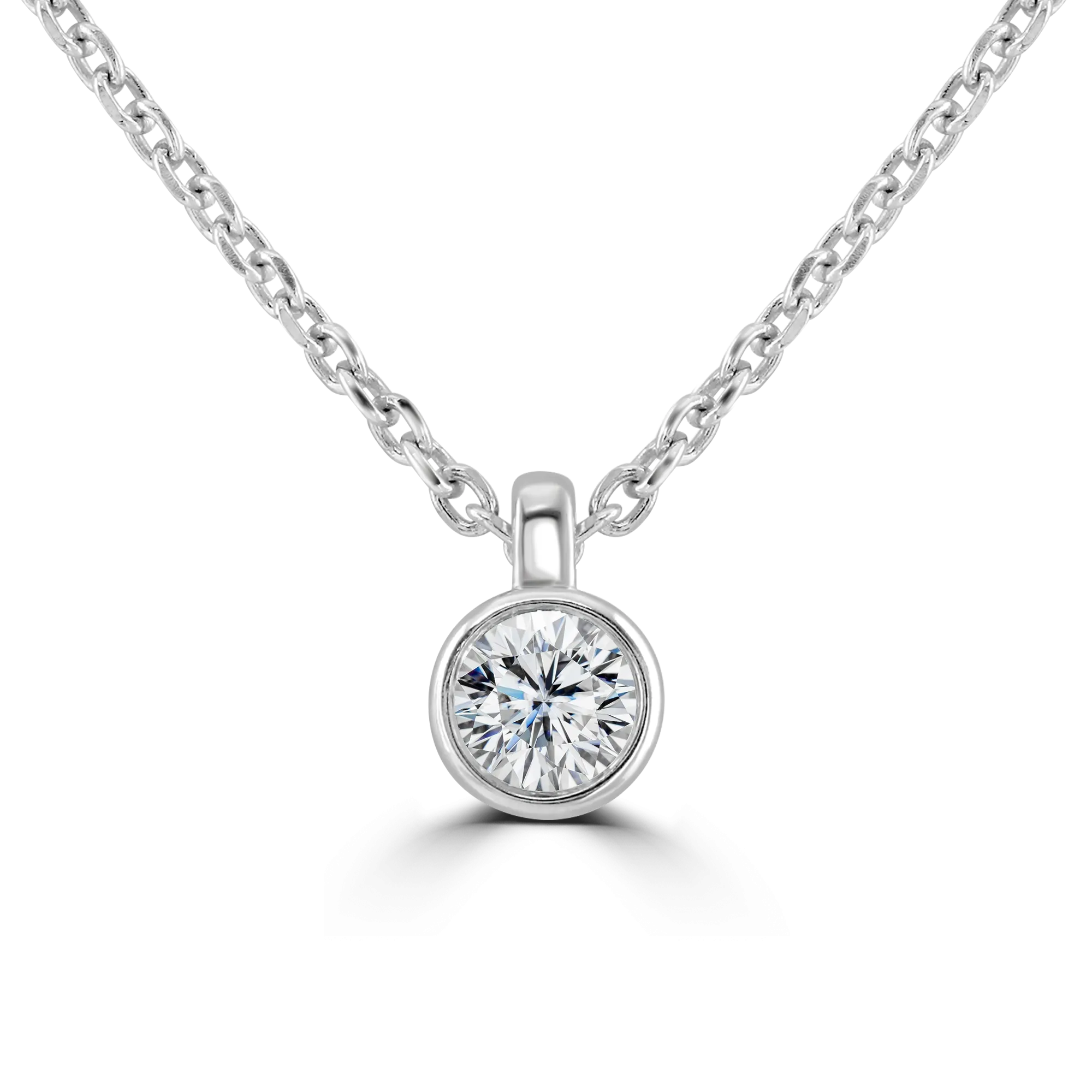 9ct White Gold 0.15ct Diamond Solitaire Necklace
