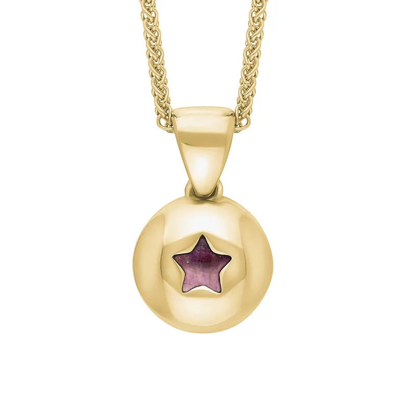 9ct Yellow Gold Blue John Star Disc Necklace
