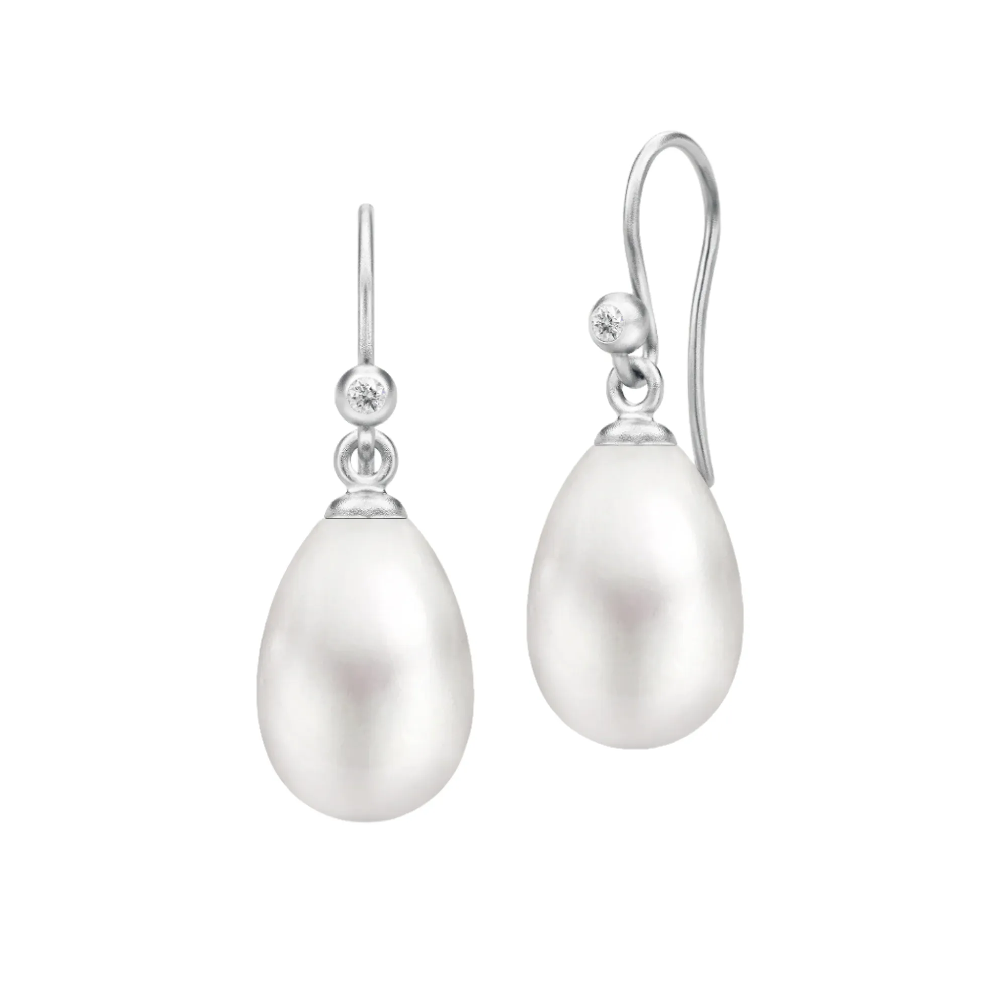 Afrodite Silver Earrings w. Pearl & Zirconia