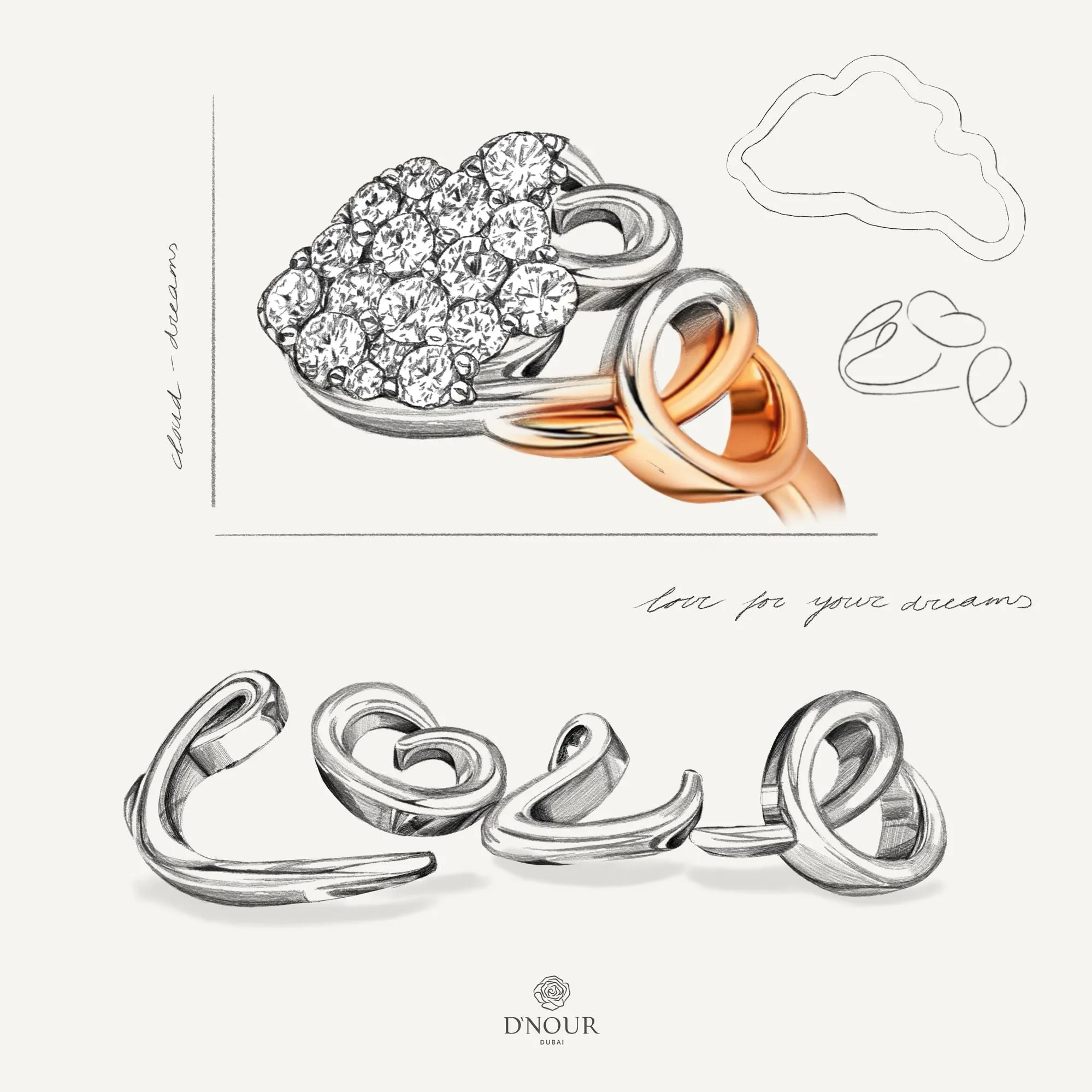 Allusia Love Accented 18K Rosegold Bangle w. Diamonds