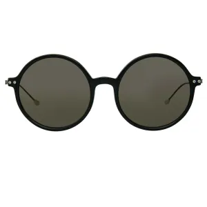 Ann Demeulemeester Sunglasses Round Shiny Black and Grey