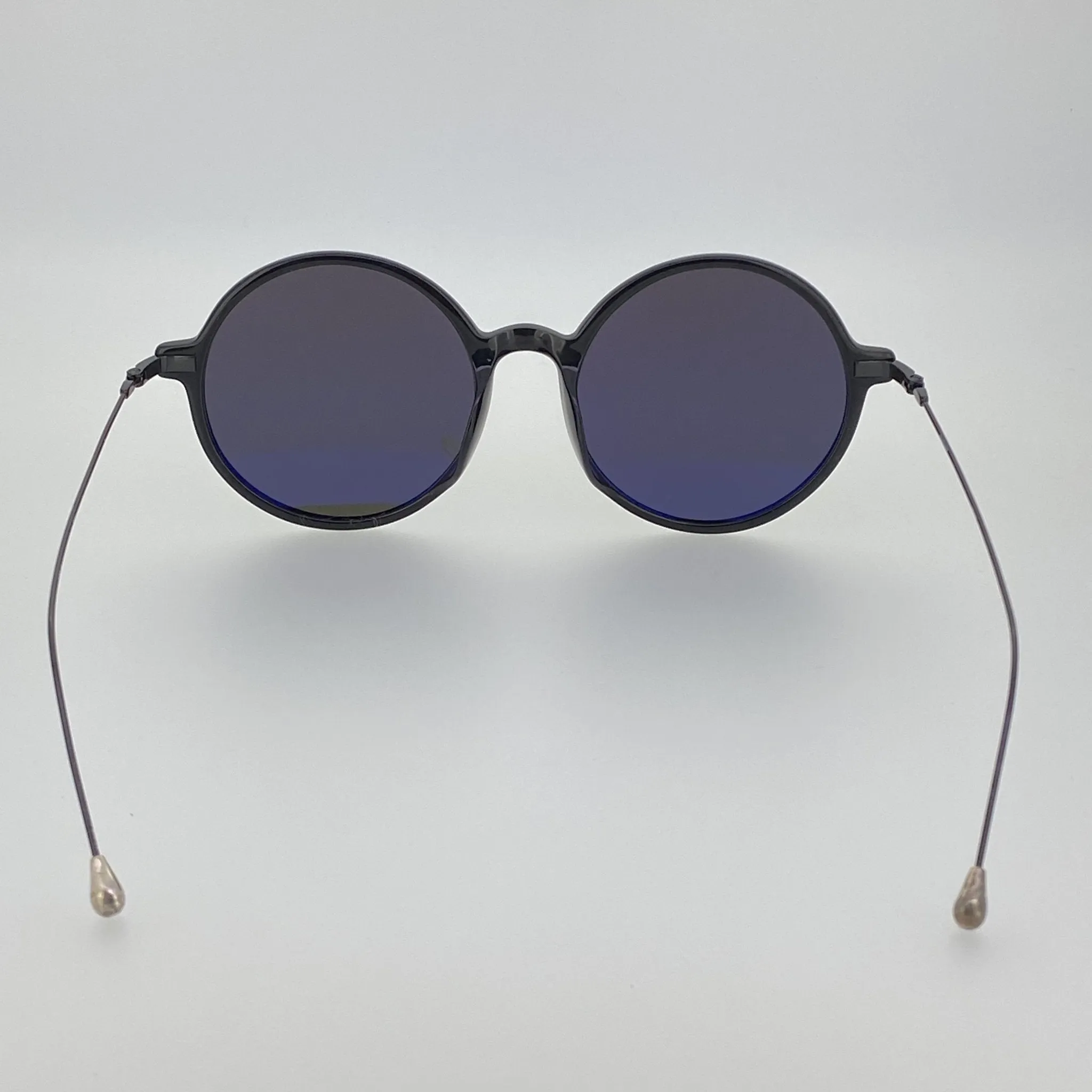 Ann Demeulemeester Sunglasses Round Shiny Black and Grey