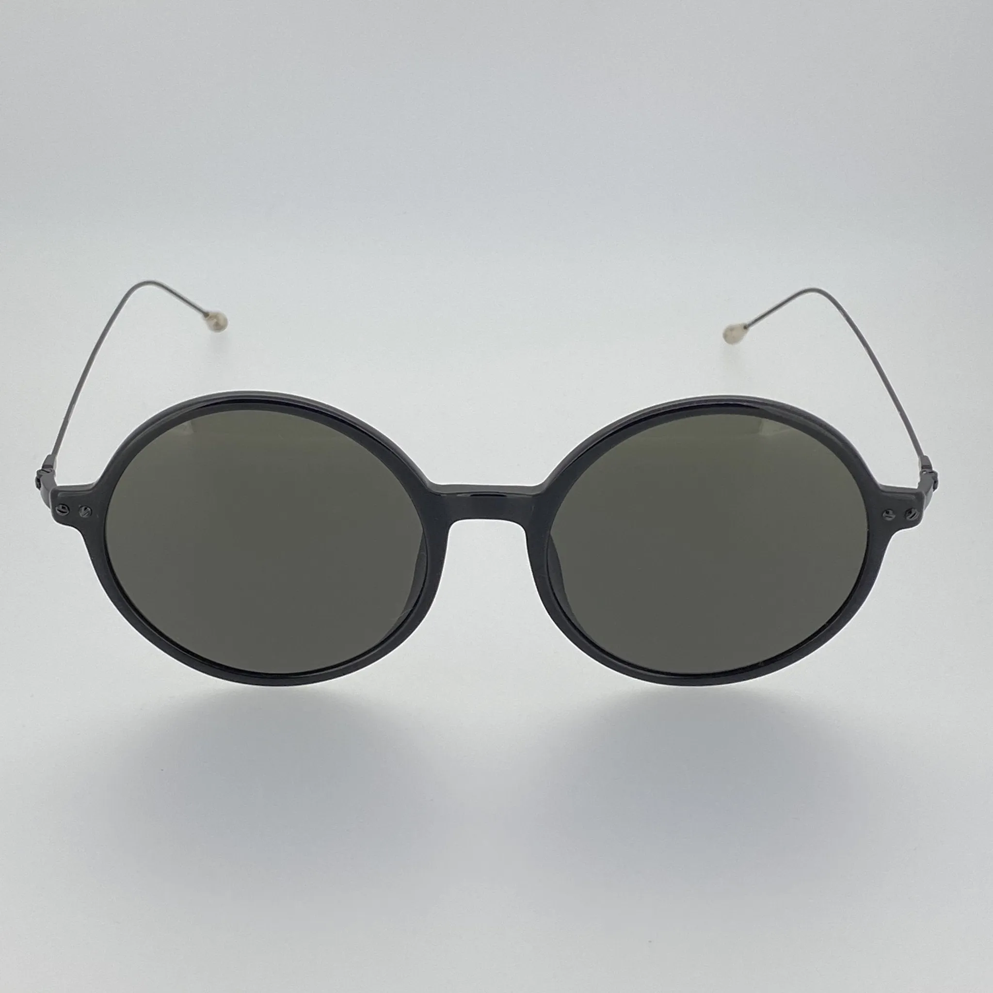 Ann Demeulemeester Sunglasses Round Shiny Black and Grey