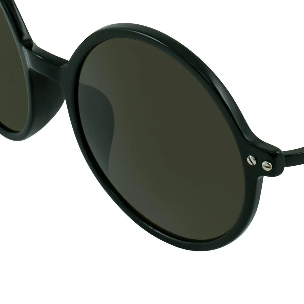 Ann Demeulemeester Sunglasses Round Shiny Black and Grey
