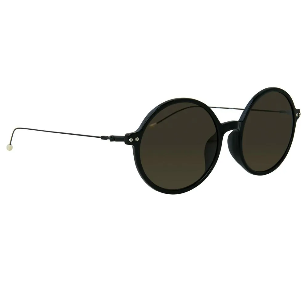 Ann Demeulemeester Sunglasses Round Shiny Black and Grey