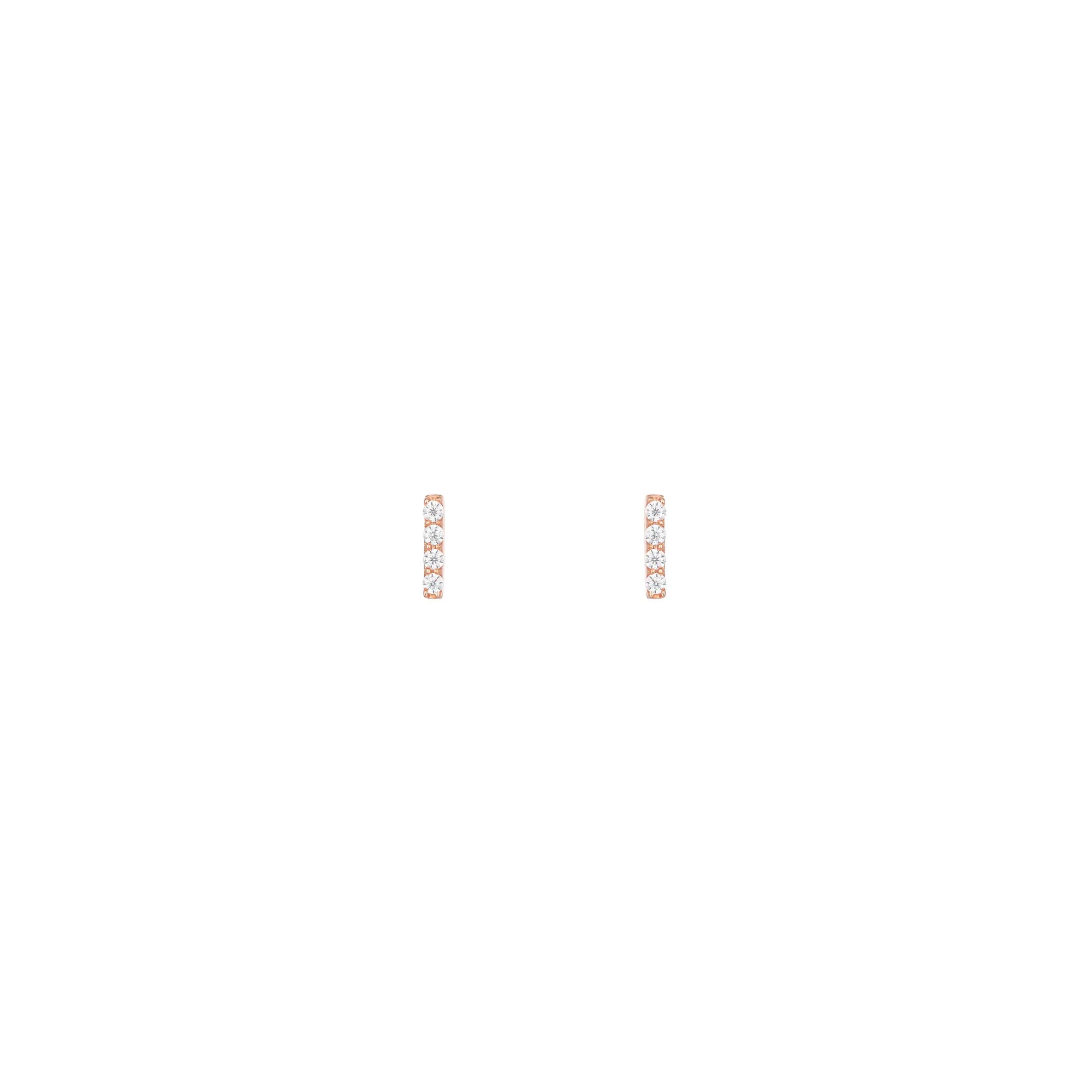 Bar 18K Rose Gold Earring w. Diamonds