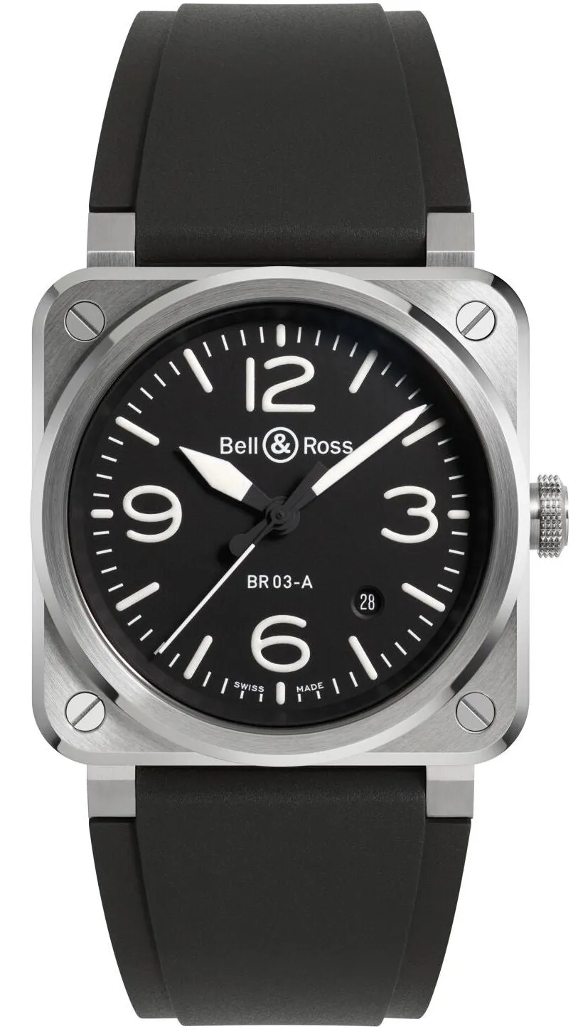Bell & Ross BR 03 Auto Black Steel Watch
