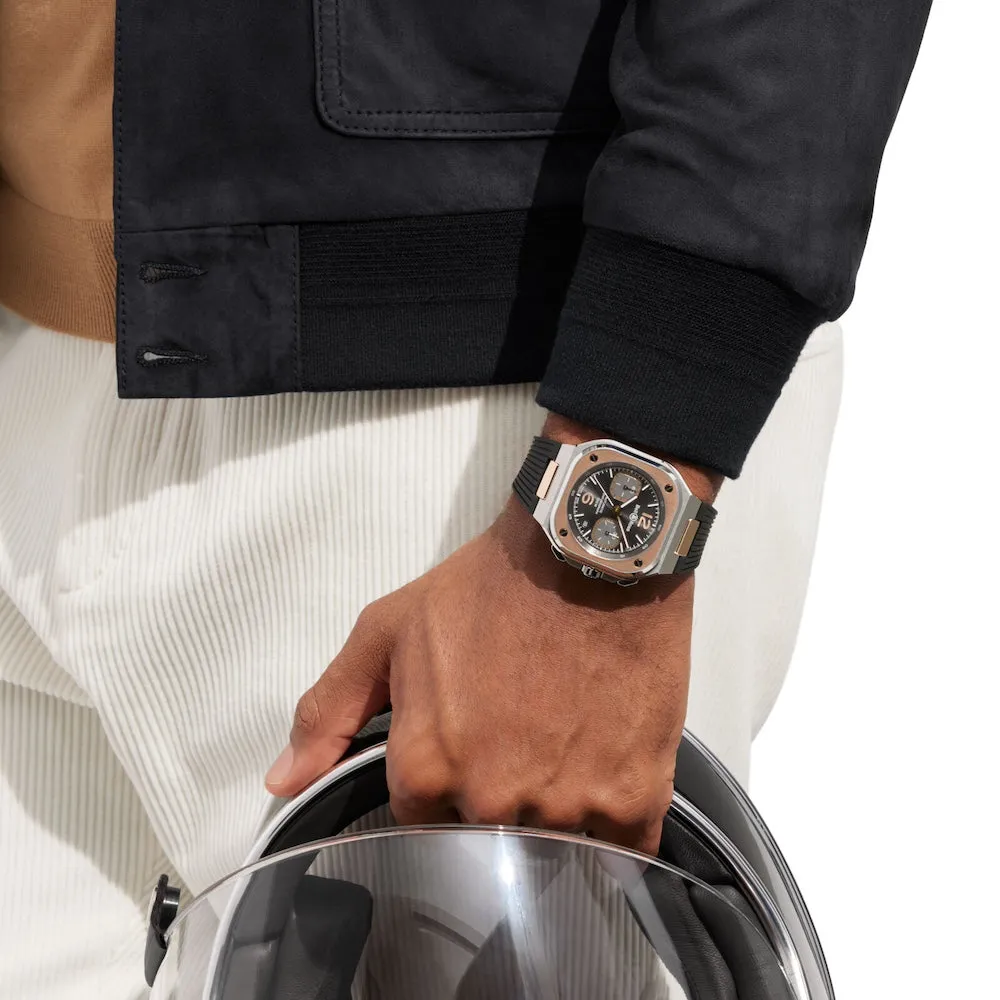 Bell & Ross BR 05 Chrono Grey Steel Gold Rubber Watch