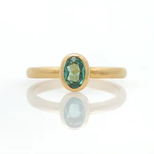 Bezel Set Green Tourmaline Ring