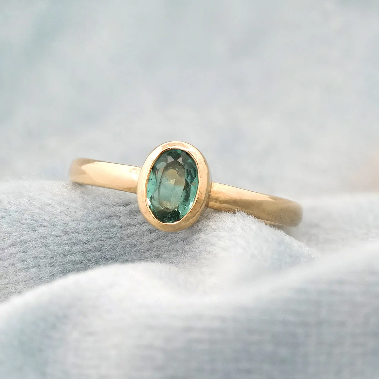 Bezel Set Green Tourmaline Ring