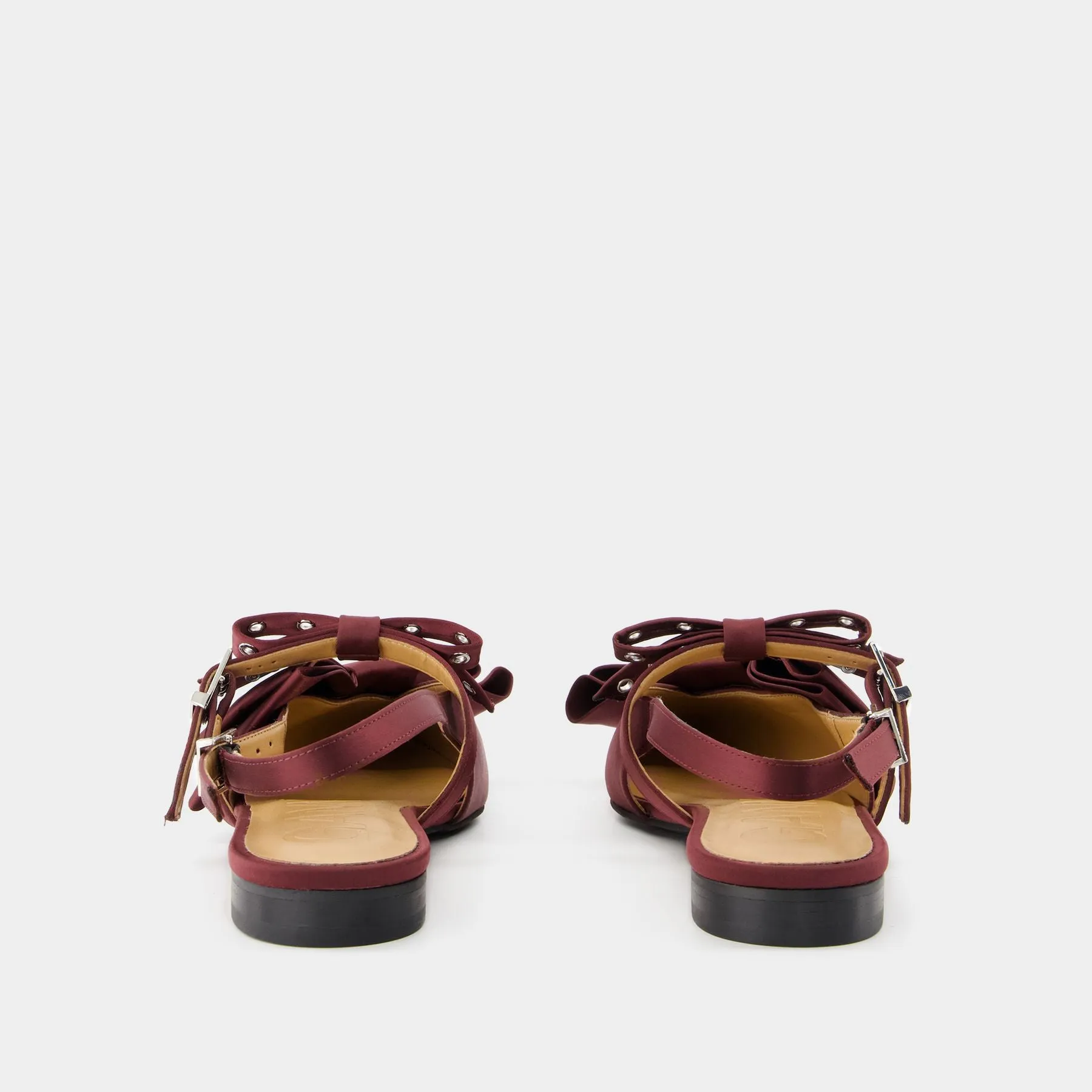 Big Bow Ballerinas - Ganni - Synthetic - Bordeaux