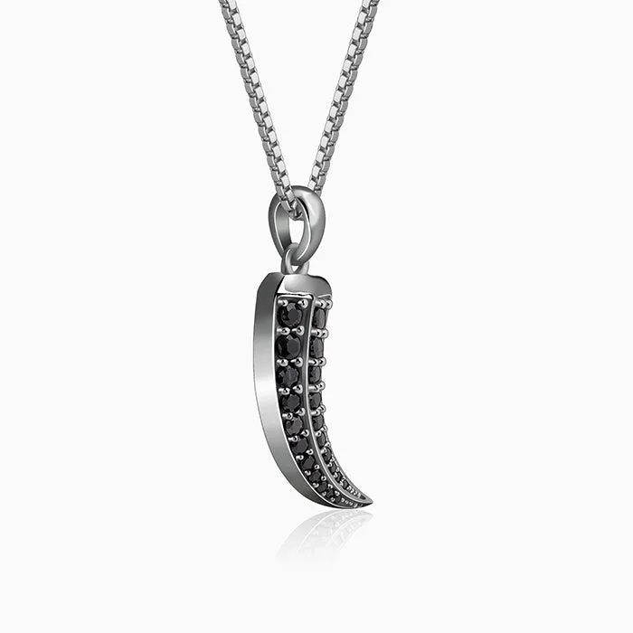 Black Rhodium Claw Pendant With Box Chain For Him Giva
