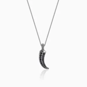 Black Rhodium Claw Pendant With Box Chain For Him Giva
